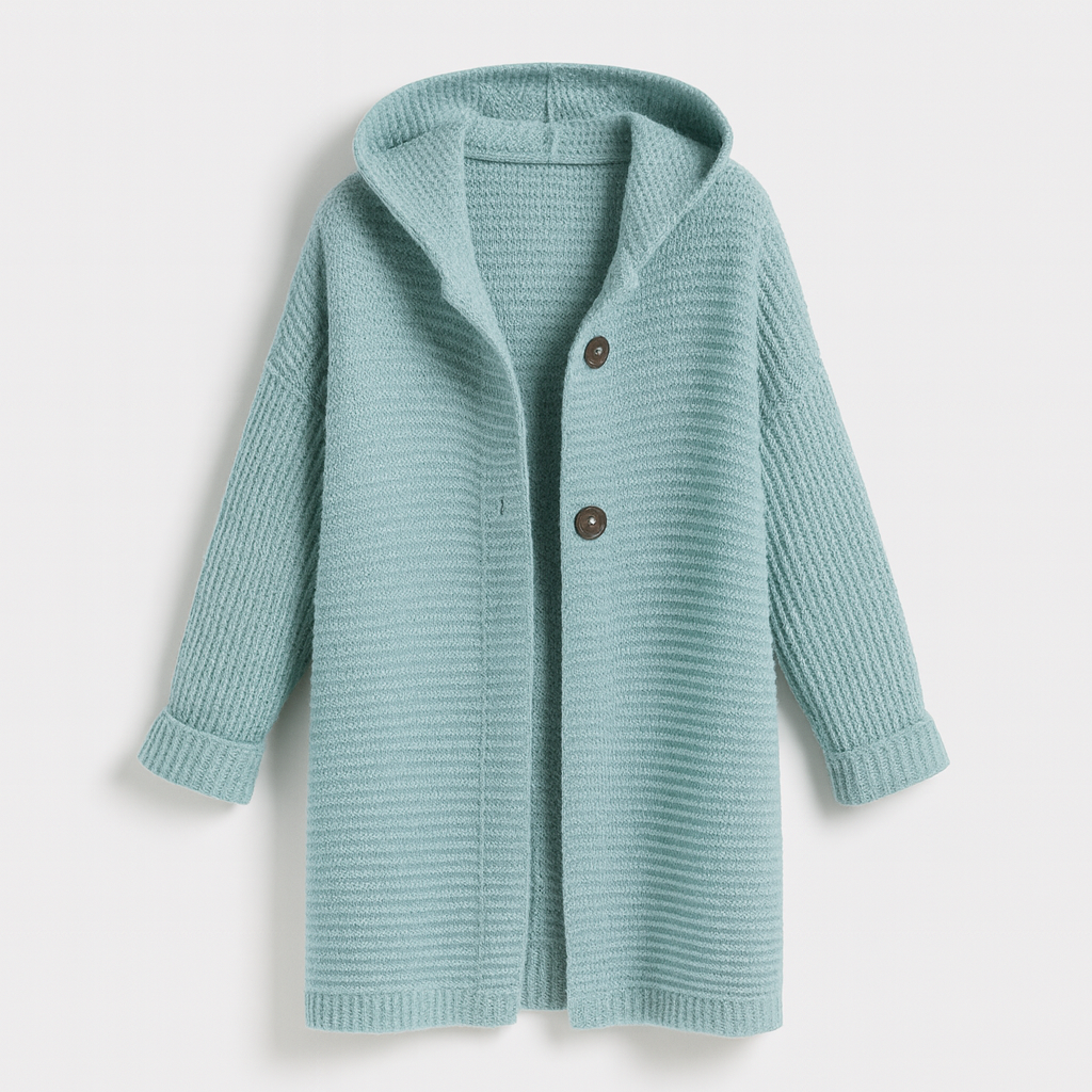 Elegant women's cardigan with hood - cashmere Look