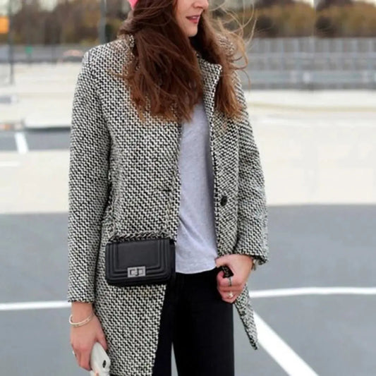 Veronica | Stylish Women's Houndstooth Wool Coat with Elegant Design
