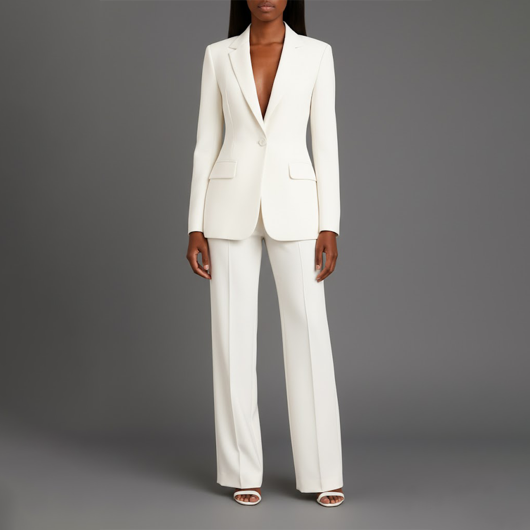 Elegant Classic Ladies Suit with Fitted Long Jacket - BritishElegance
