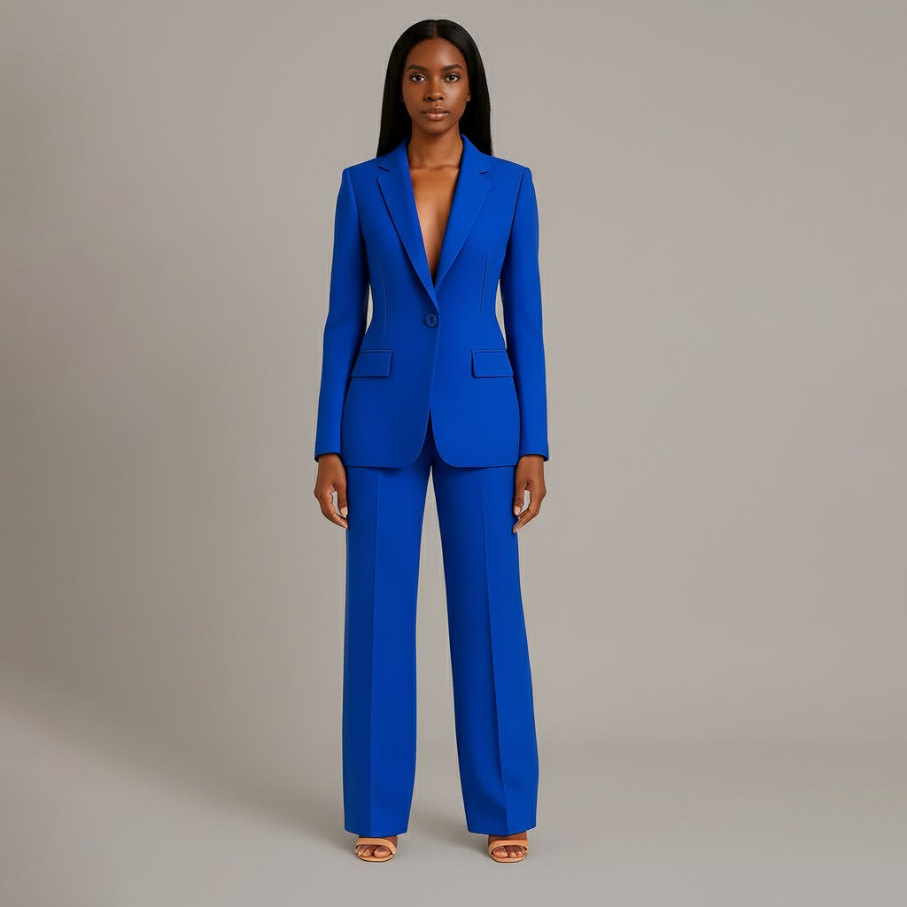 Elegant Classic Ladies Suit with Fitted Long Jacket