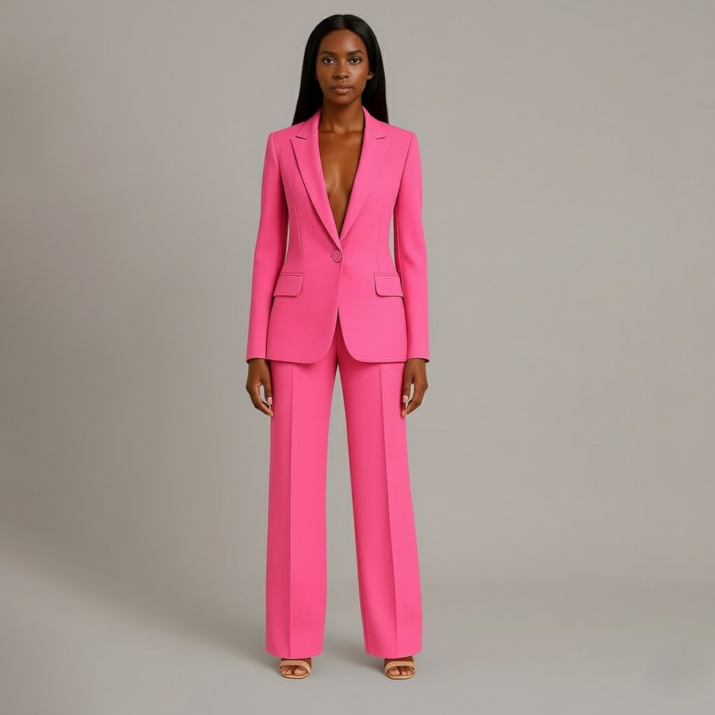Elegant Classic Ladies Suit with Fitted Long Jacket
