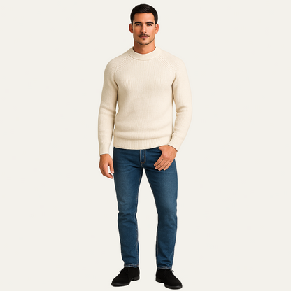 Men’s Raglan Sleeve Wide Ribbed Knit Sweater