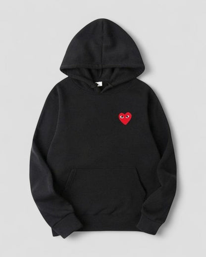 Embroidered Heart Hoodie for Women Casual Streetwear Pullover