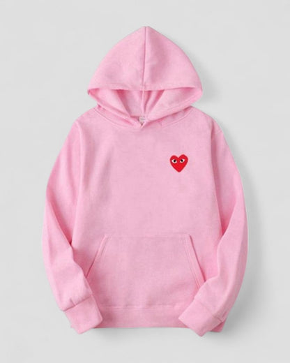 Embroidered Heart Hoodie for Women Casual Streetwear Pullover