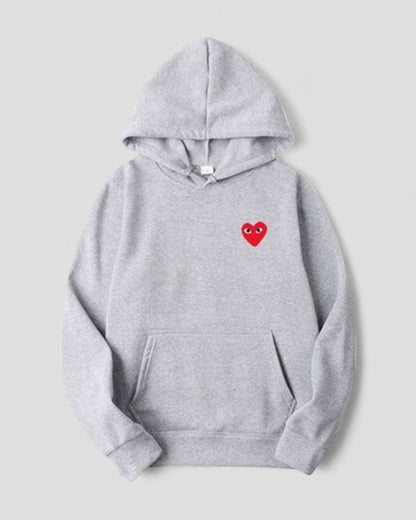 Embroidered Heart Hoodie for Women Casual Streetwear Pullover