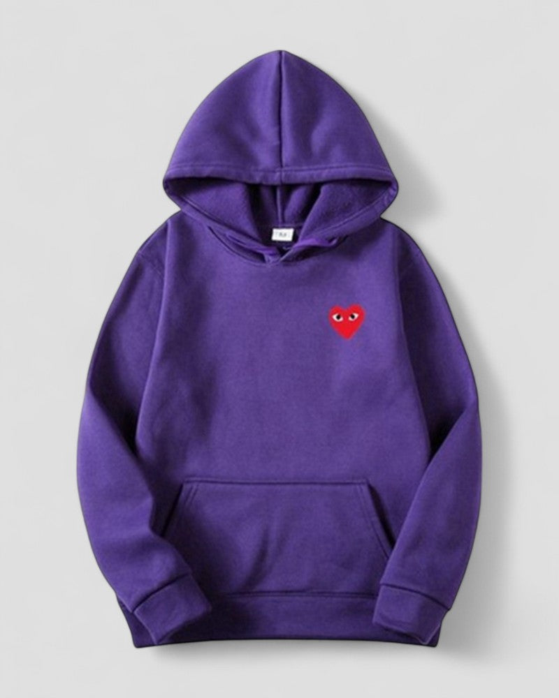 Embroidered Heart Hoodie for Women Casual Streetwear Pullover