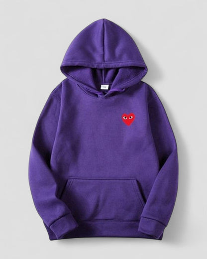 Embroidered Heart Hoodie for Women Casual Streetwear Pullover