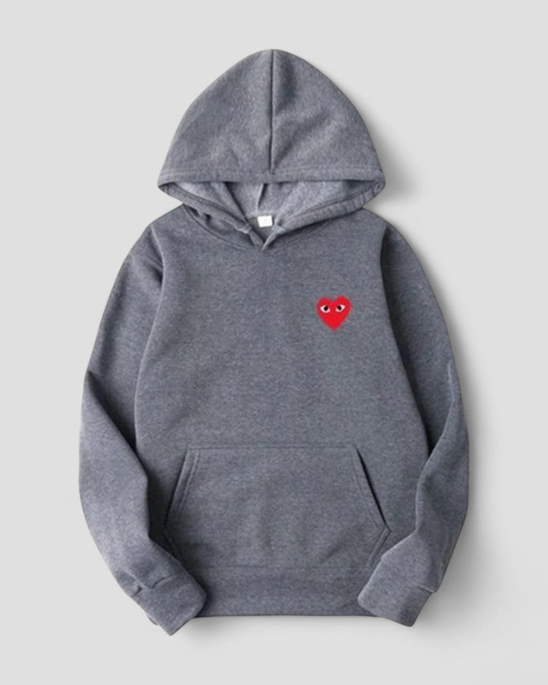 Embroidered Heart Hoodie for Women Casual Streetwear Pullover