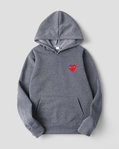 Embroidered Heart Hoodie for Women Casual Streetwear Pullover