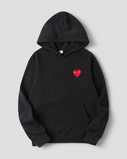 Embroidered Heart Hoodie for Women Casual Streetwear Pullover