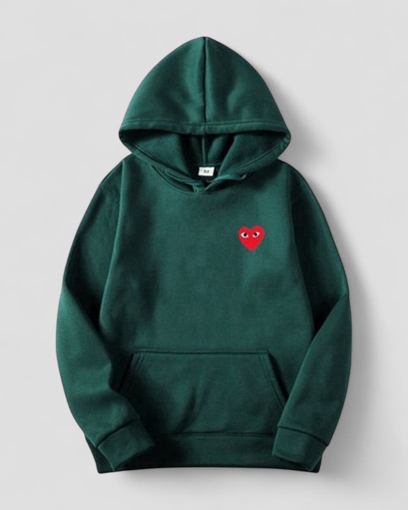 Embroidered Heart Hoodie for Women Casual Streetwear Pullover