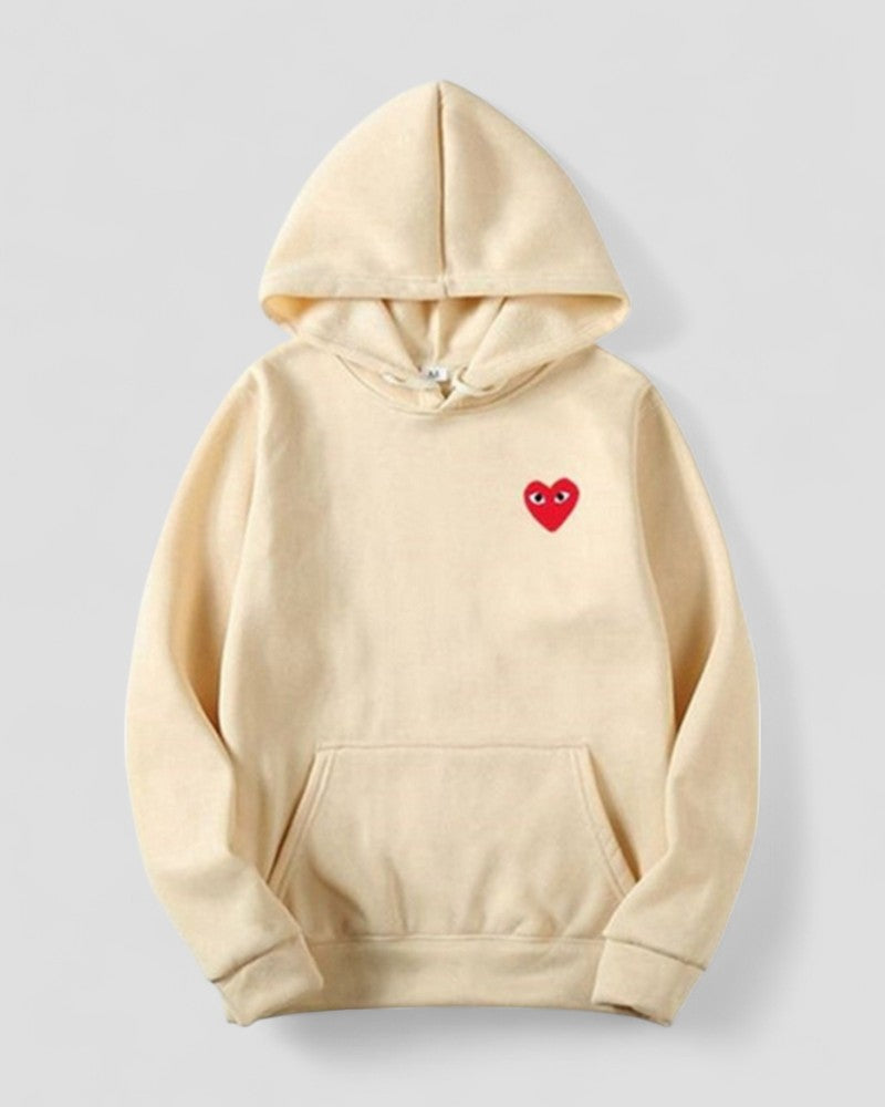 Embroidered Heart Hoodie for Women Casual Streetwear Pullover