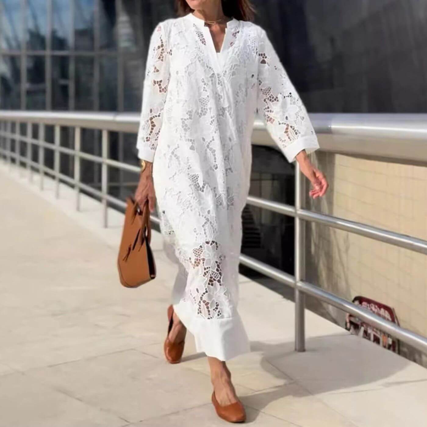Chic Casual Summer Dress with Flowy Sleeves - BritishElegance