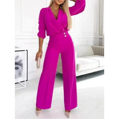 Erica – Women Jumpsuit with Wrap Top and Wide Leg