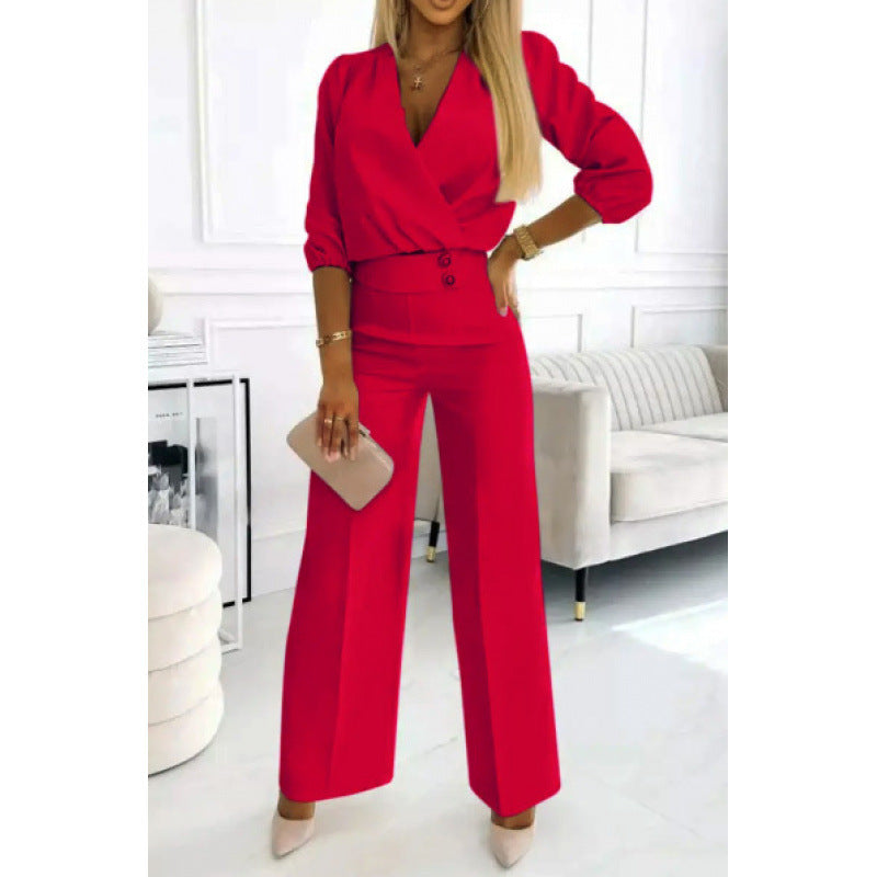 Erica – Women Jumpsuit with Wrap Top and Wide Leg