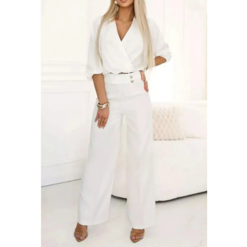 Erica – Women Jumpsuit with Wrap Top and Wide Leg