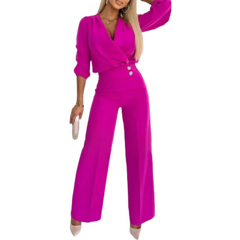 Erica – Women Jumpsuit with Wrap Top and Wide Leg