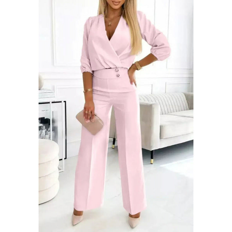 Erica – Women Jumpsuit with Wrap Top and Wide Leg