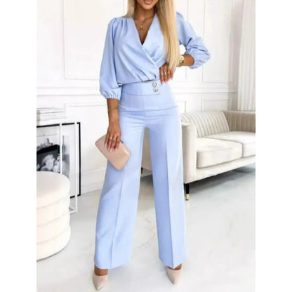 Erica – Women Jumpsuit with Wrap Top and Wide Leg