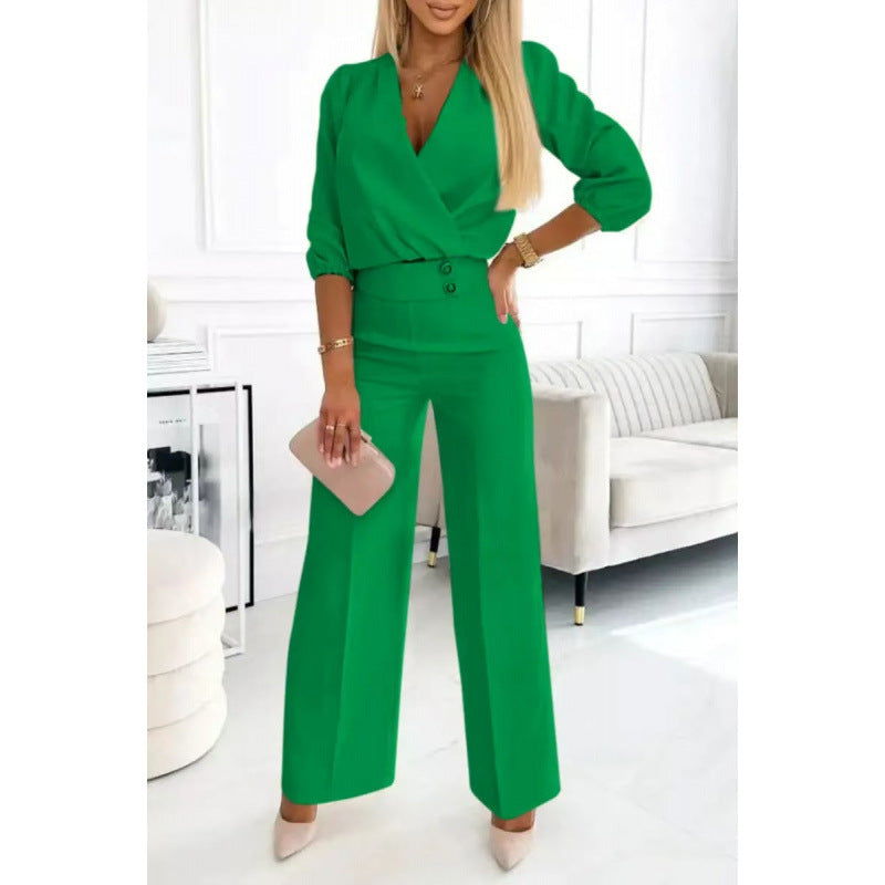 Erica – Women Jumpsuit with Wrap Top and Wide Leg