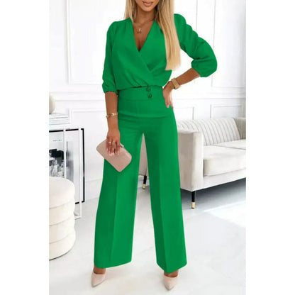 Erica – Women Jumpsuit with Wrap Top and Wide Leg