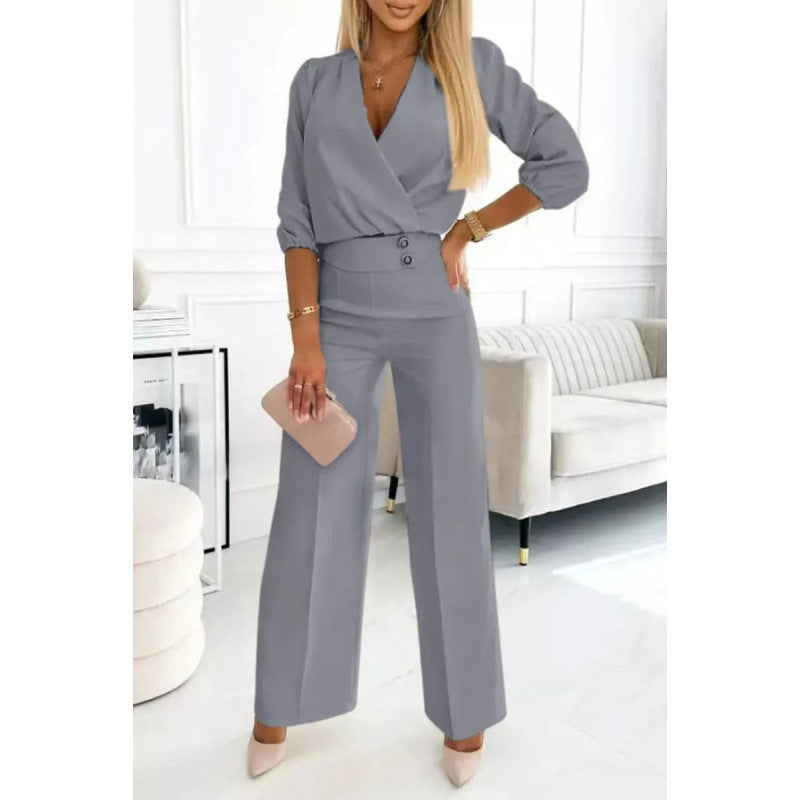 Erica – Women Jumpsuit with Wrap Top and Wide Leg
