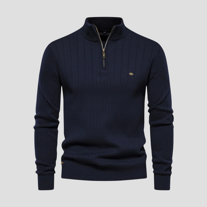 Men’s Quarter-Zip Ribbed Knit Sweater