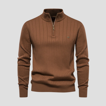 Men’s Quarter-Zip Ribbed Knit Sweater
