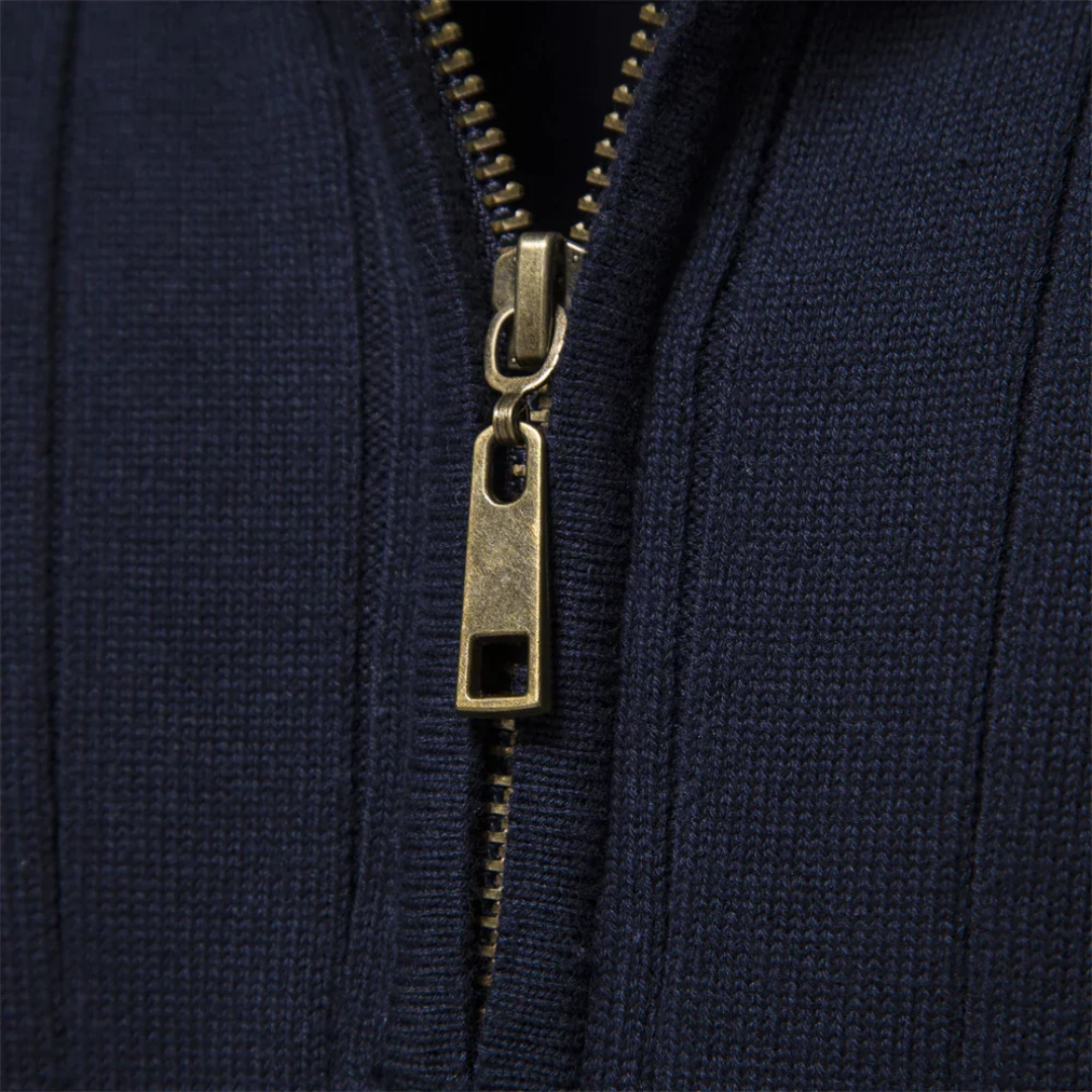 Men’s Quarter-Zip Ribbed Knit Sweater