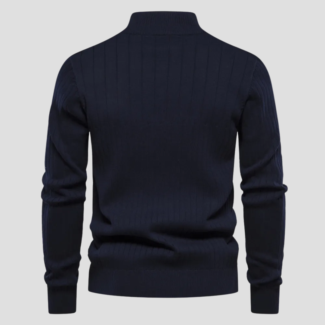 Men’s Quarter-Zip Ribbed Knit Sweater
