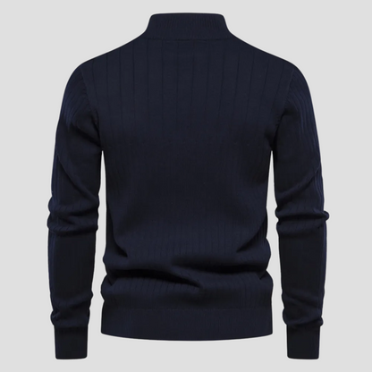Men’s Quarter-Zip Ribbed Knit Sweater