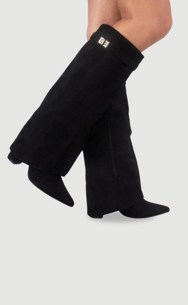 Women's Chic Tall Suede Boots - Black