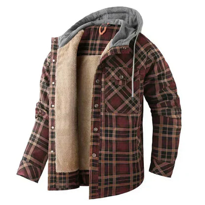 Cevori Stylish Plaid Hooded Shirt Jacket