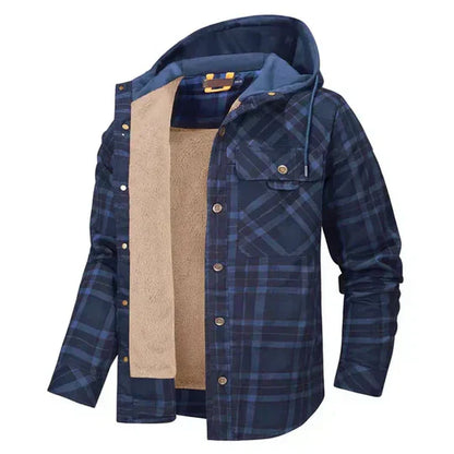 Cevori Stylish Plaid Hooded Shirt Jacket