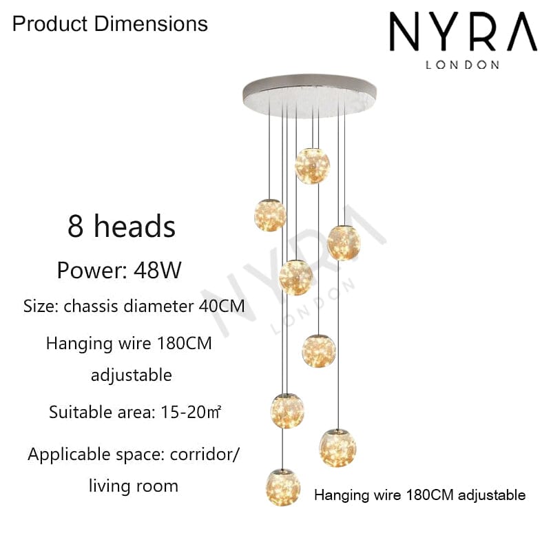 Elegant Glass Ball Staircase Lighting Fixture