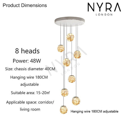Elegant Glass Ball Staircase Lighting Fixture