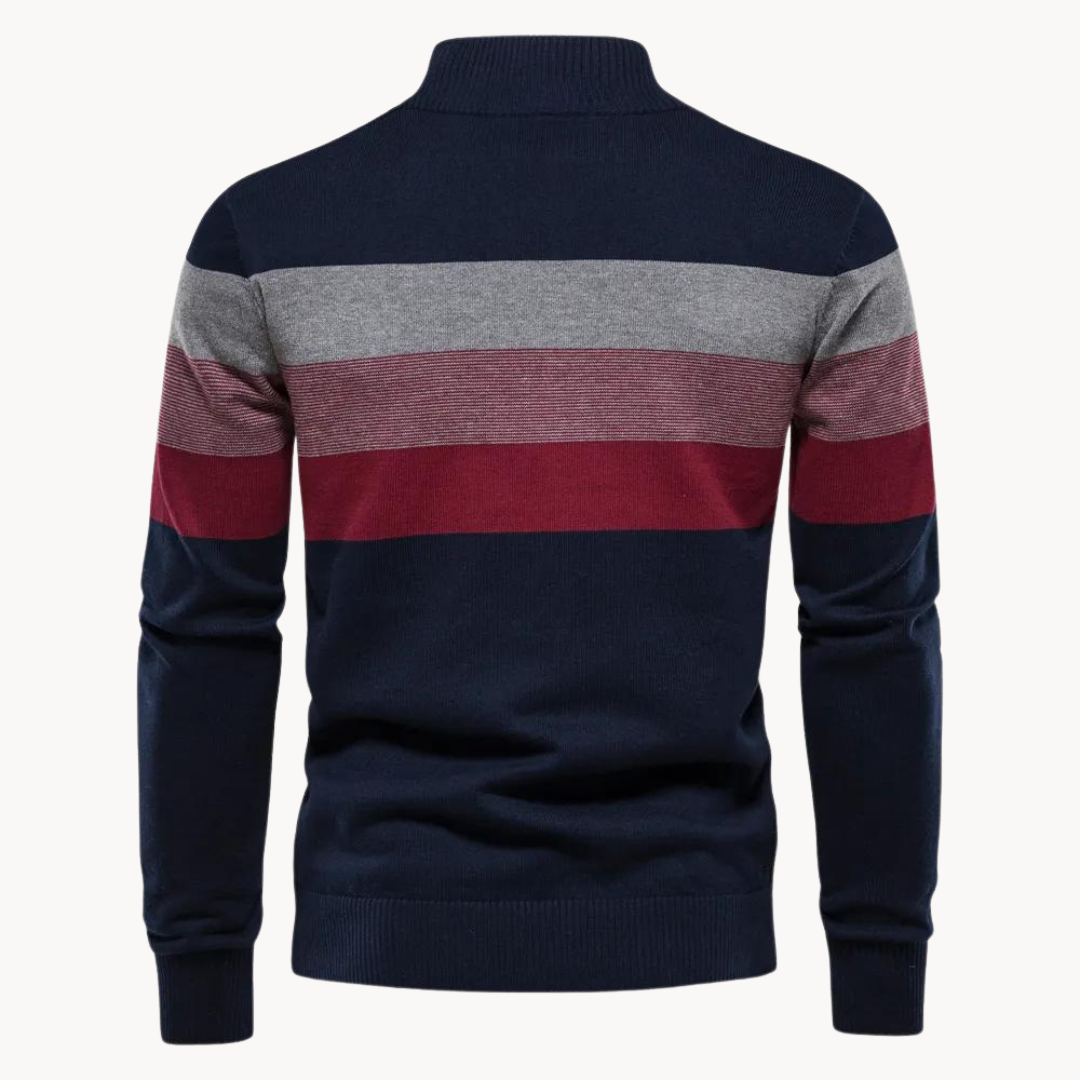 Men’s Color Block Quarter Zip Knit Sweater