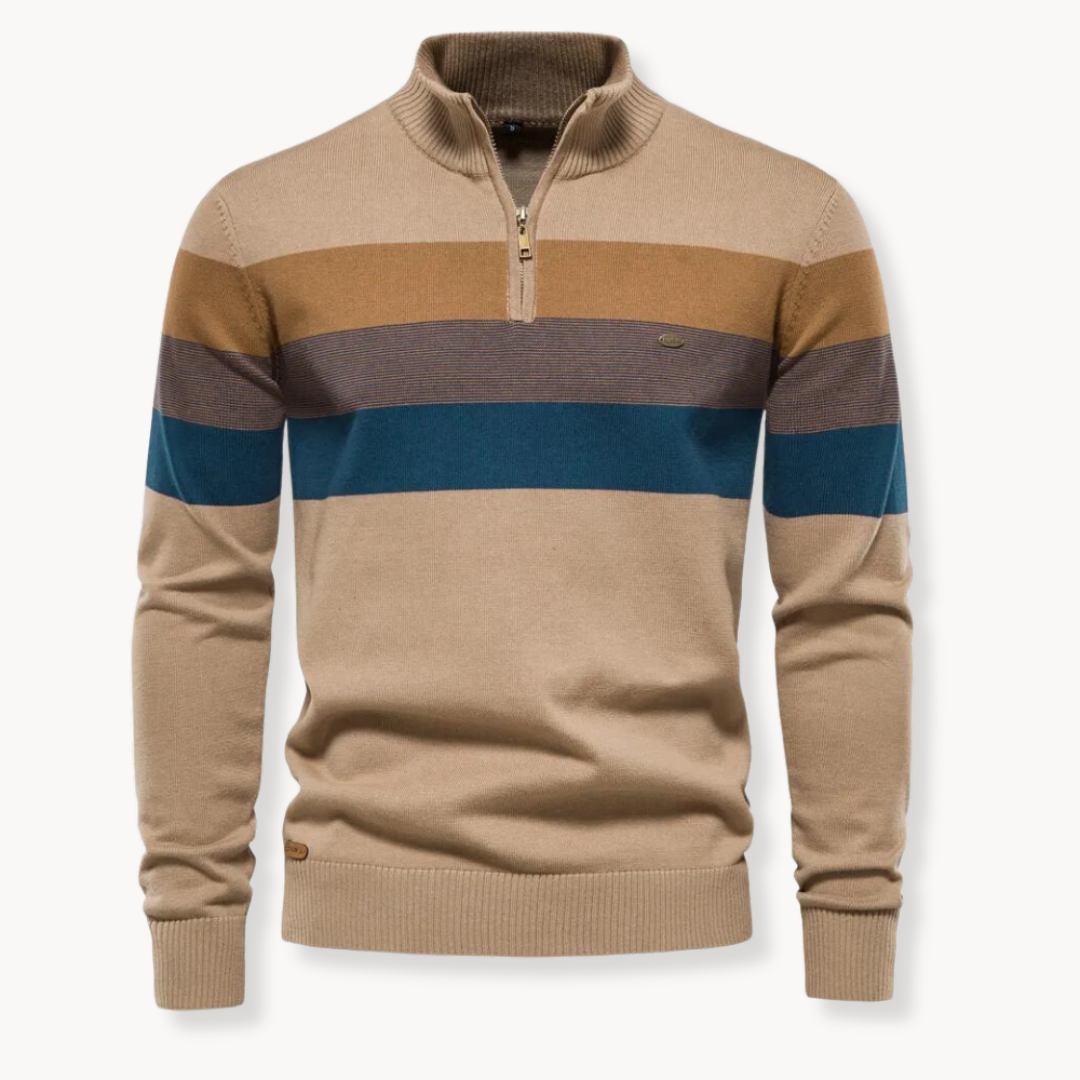 Men’s Color Block Quarter Zip Knit Sweater
