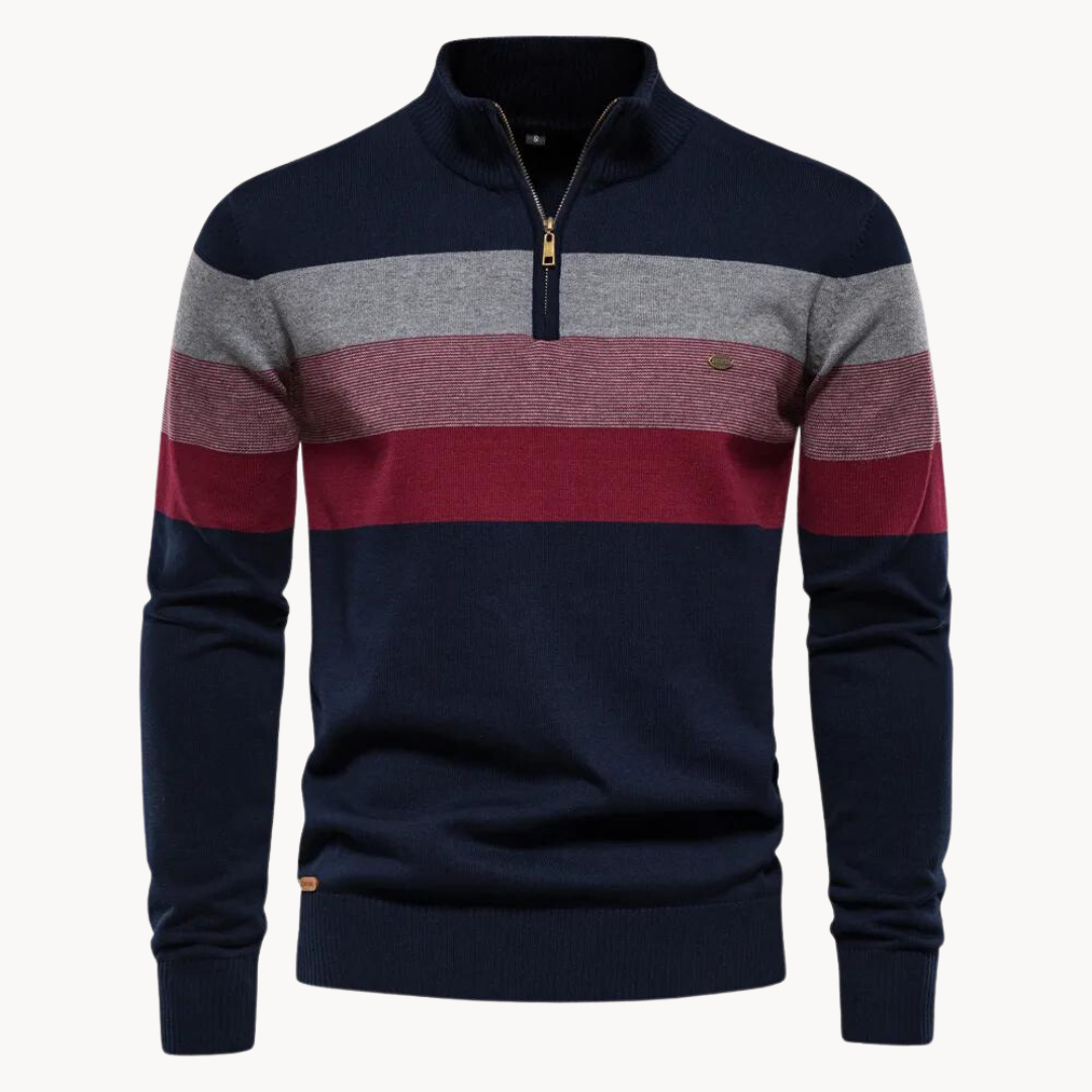 Men’s Color Block Quarter Zip Knit Sweater