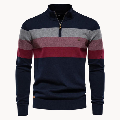 Men’s Color Block Quarter Zip Knit Sweater