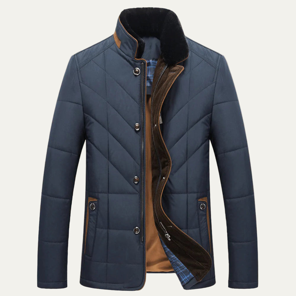 Men’s Fitted Quilted High Collar Jacket