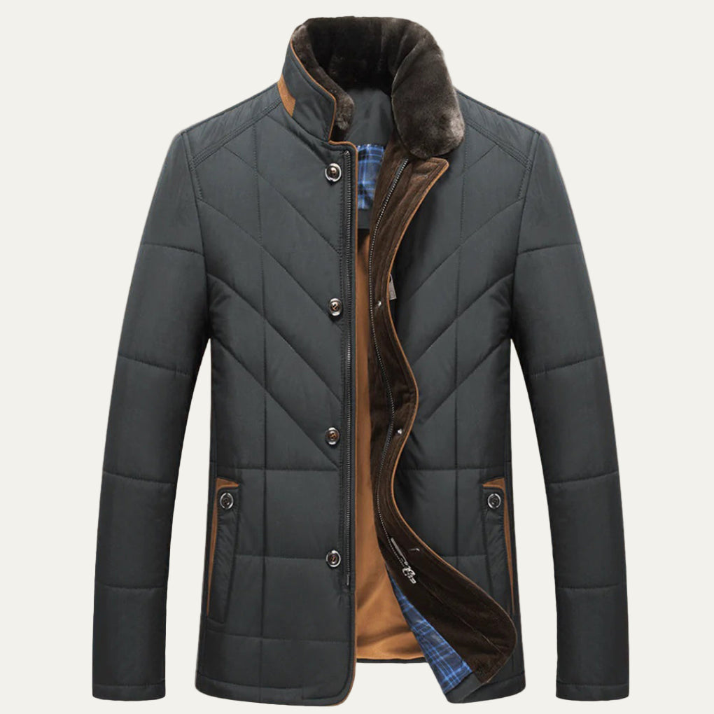 Men’s Fitted Quilted High Collar Jacket