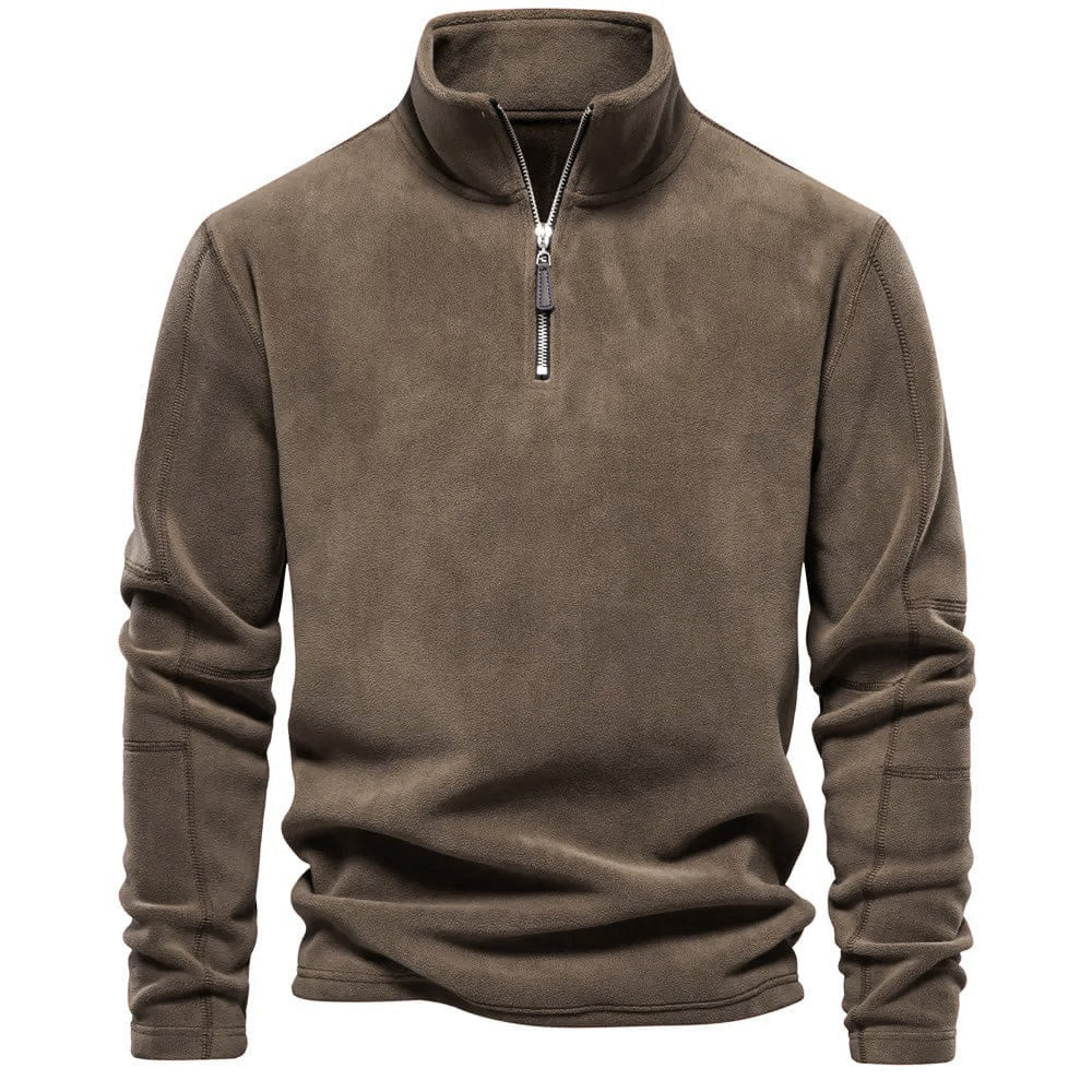 Warm Mens Fleece High Neck Half Zip Sweater - BritishElegance