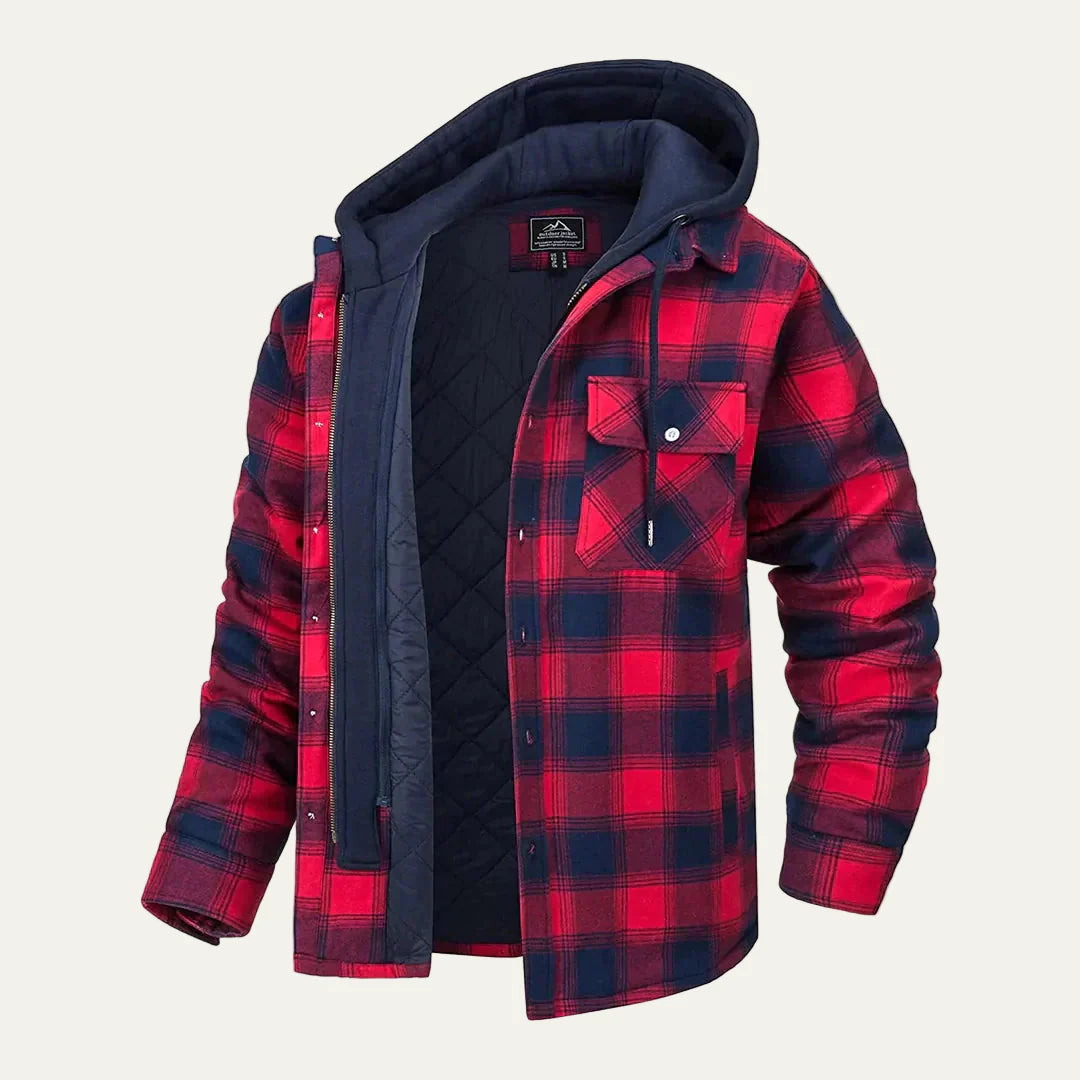 Men’s Plaid Flannel Hooded Shirt Jacket