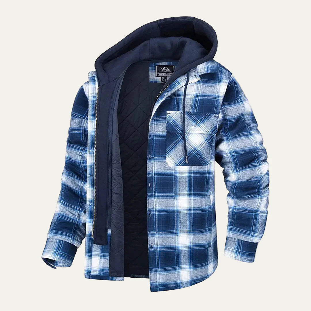 Men’s Plaid Flannel Hooded Shirt Jacket