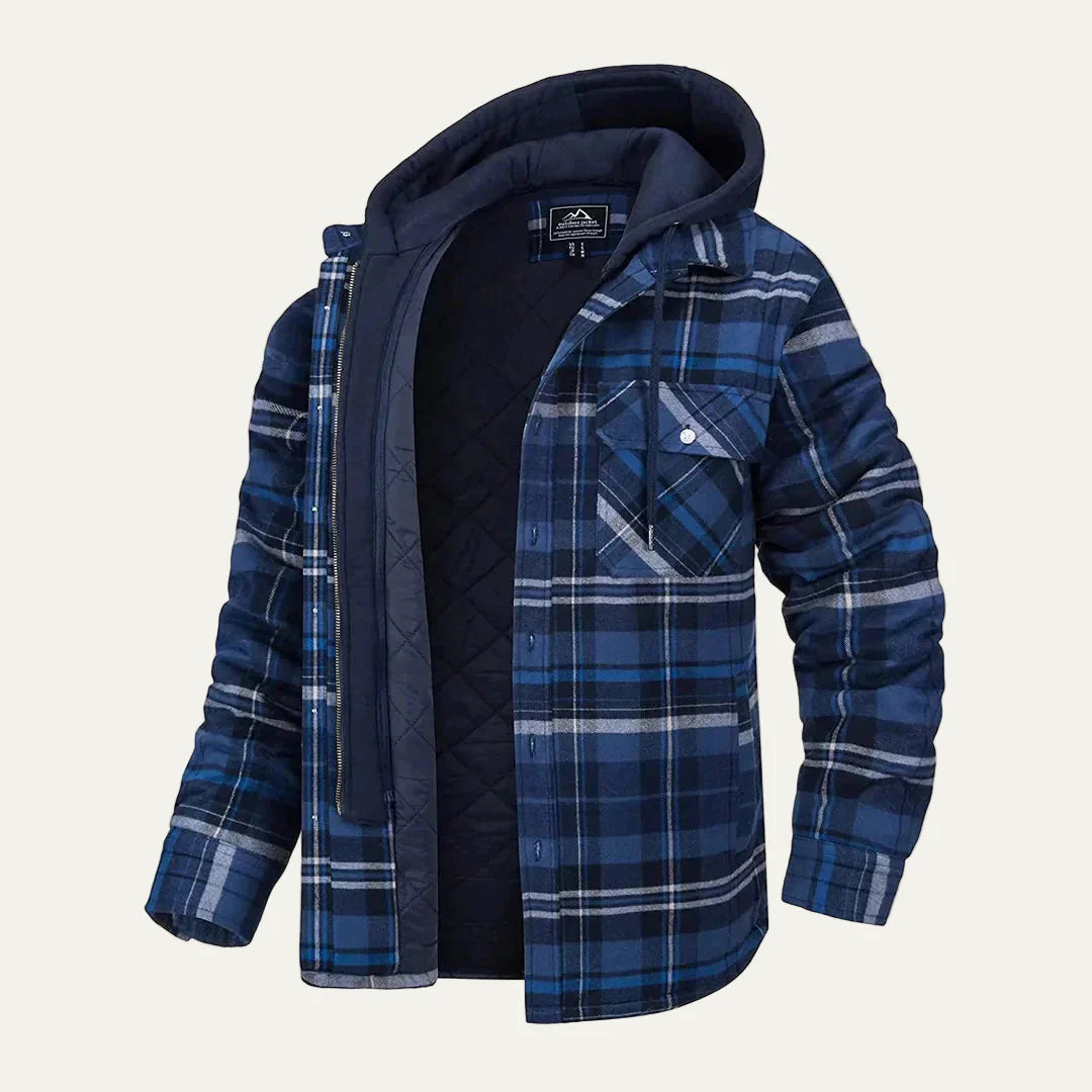 Men’s Plaid Flannel Hooded Shirt Jacket