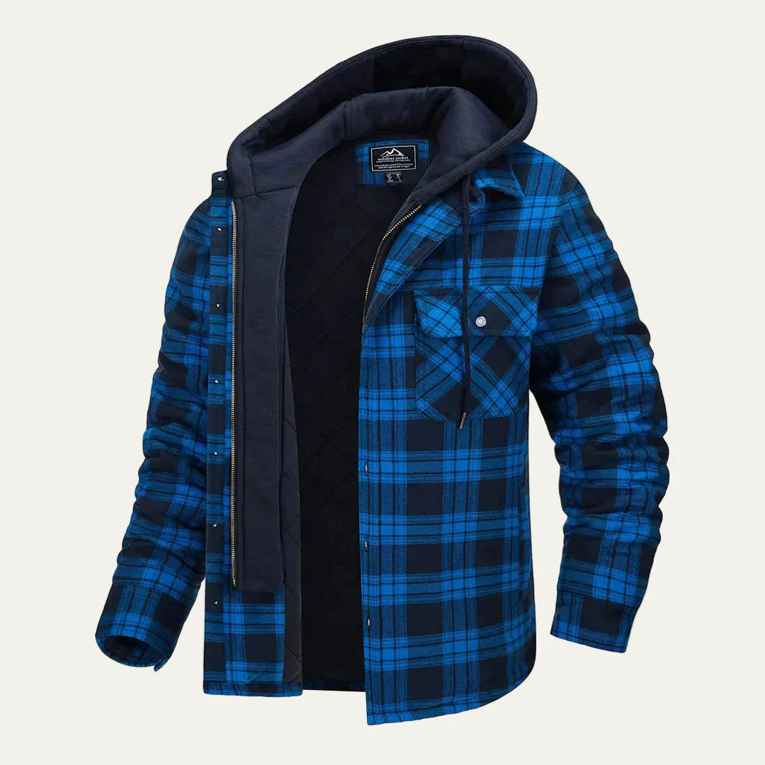 Men’s Plaid Flannel Hooded Shirt Jacket