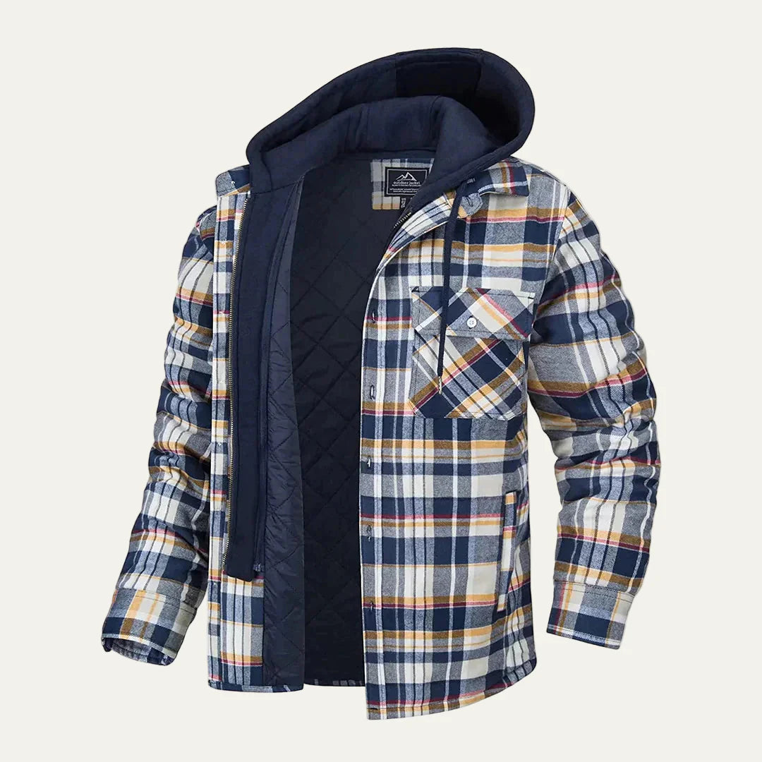Men’s Plaid Flannel Hooded Shirt Jacket