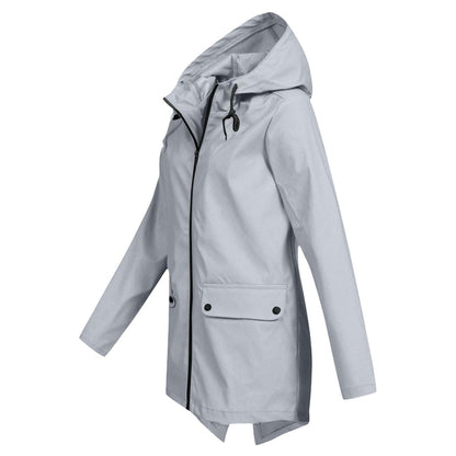 Women’s Zip Front Rain Coat | Hooded