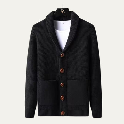 The Agrigento Men’s Button Up Knitted Shawl Collar Cardigan